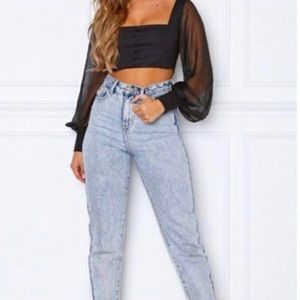 Black Outta Line Crop Top